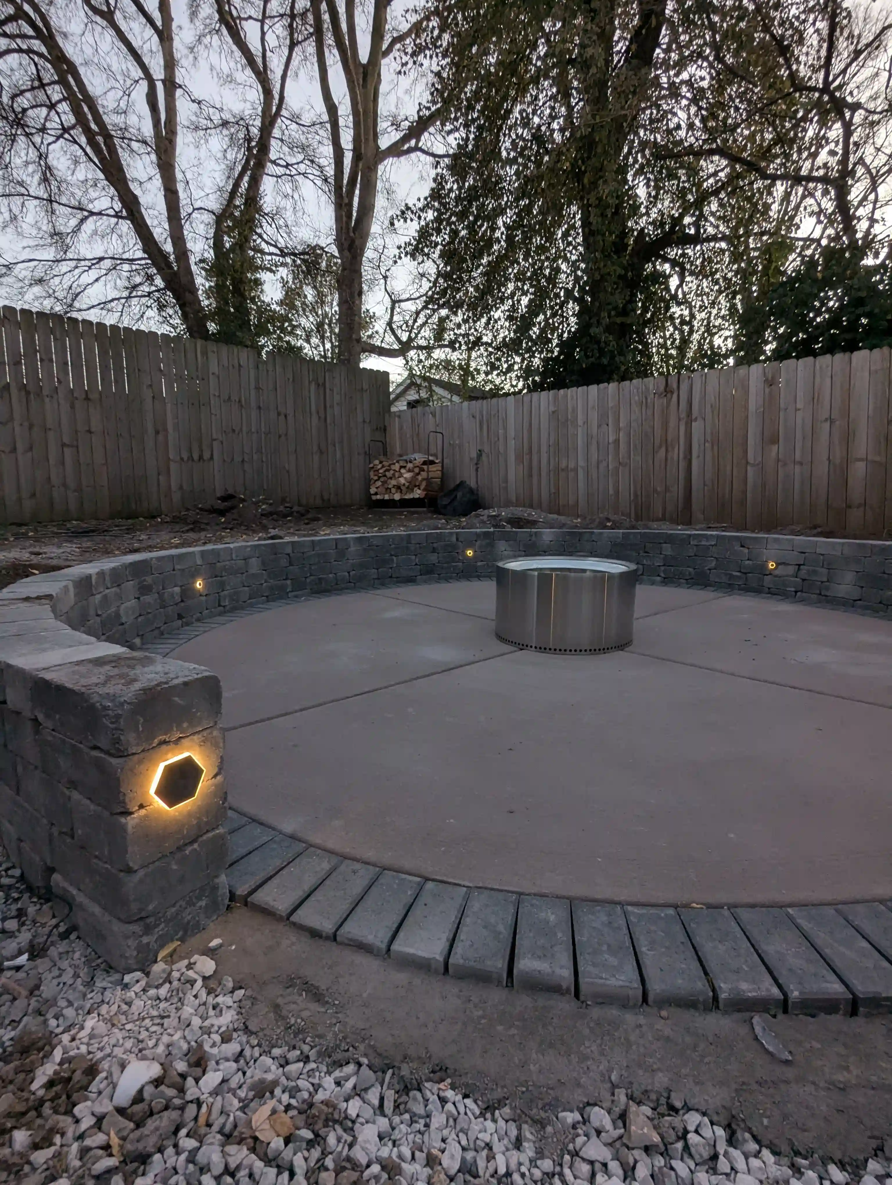 Tasteful accent lighting on architectural elements of an estate home