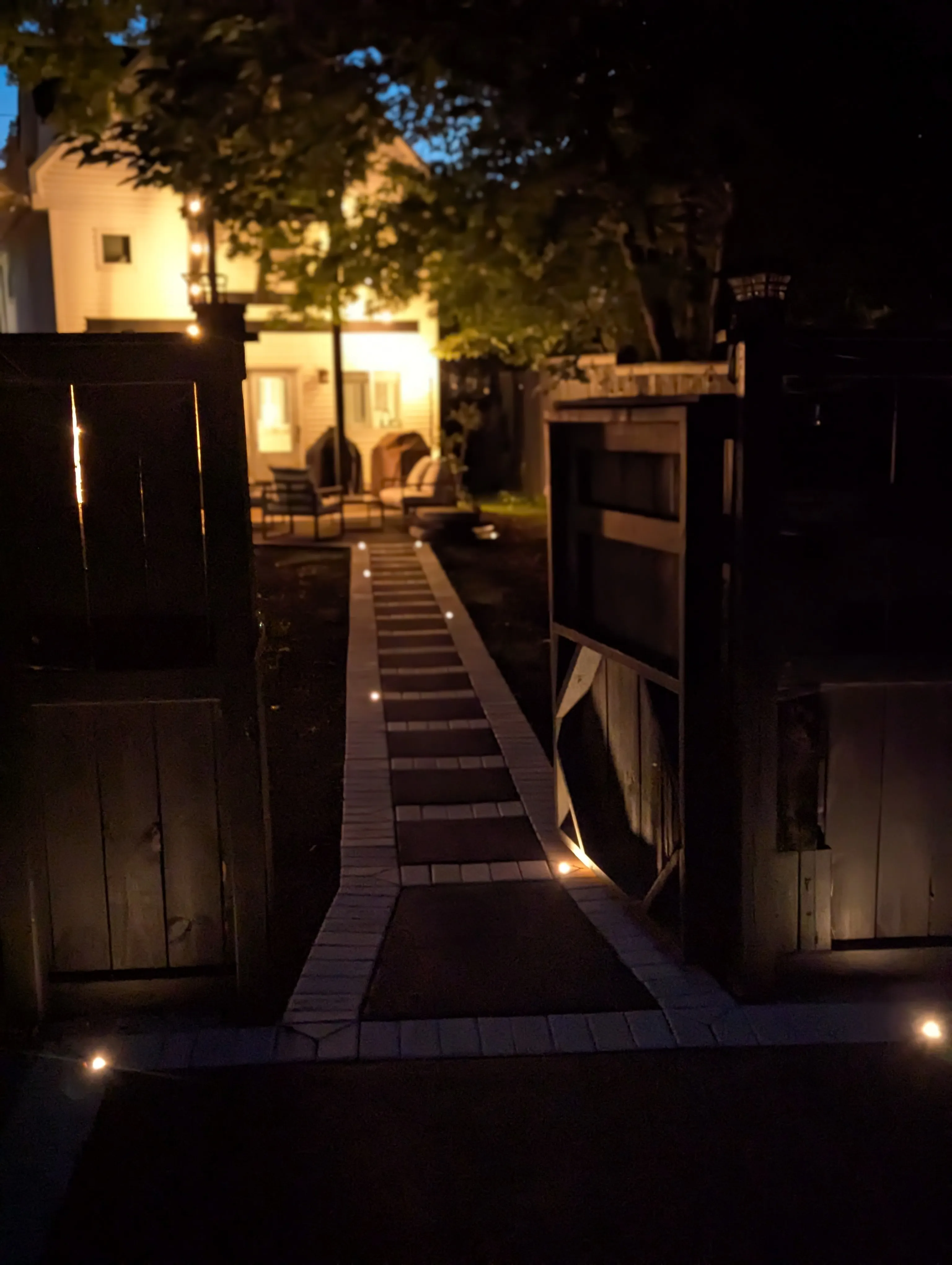 Artistic shadow play created by strategic outdoor lighting placement