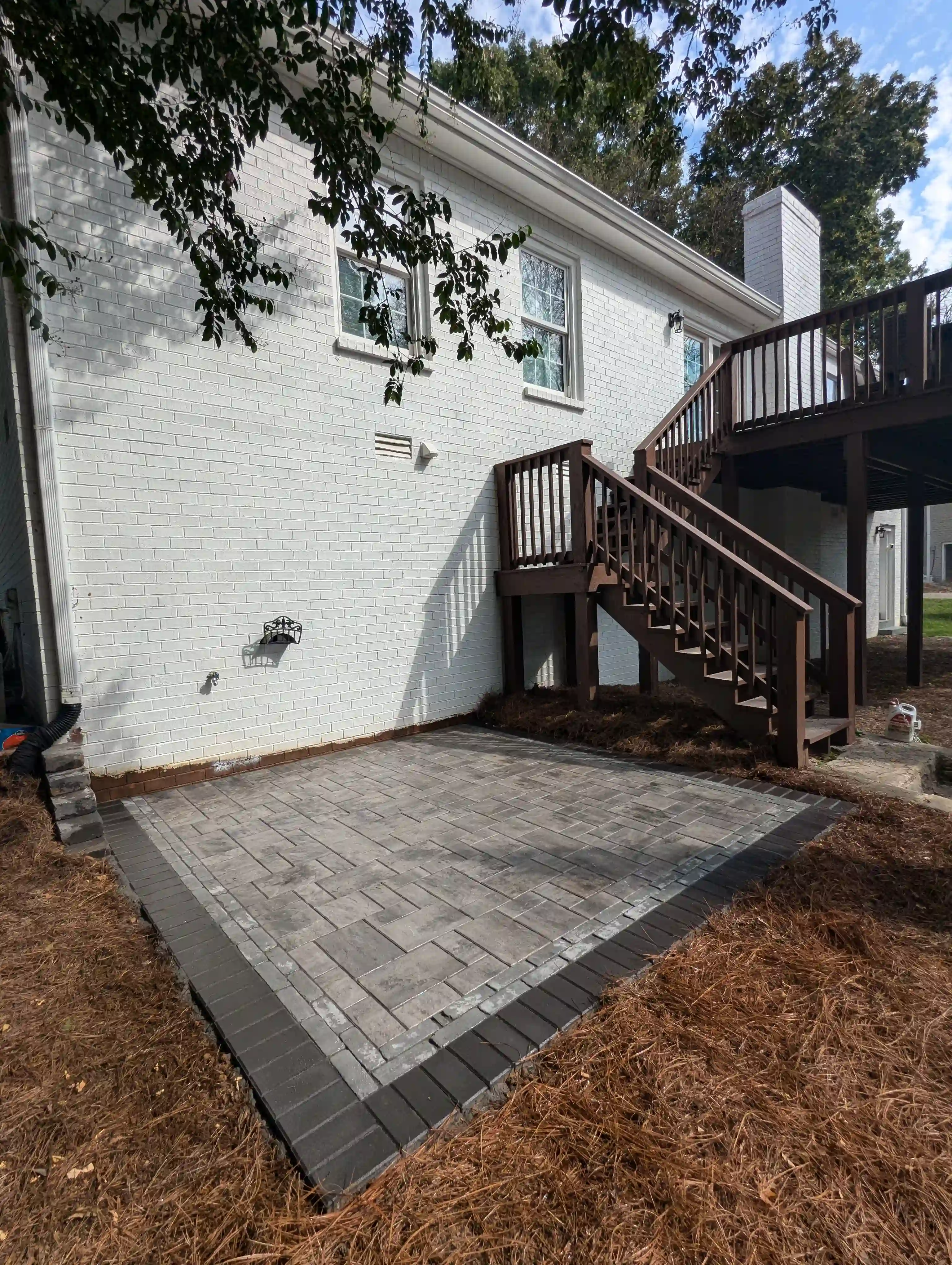 patio pad made from different sized pavers