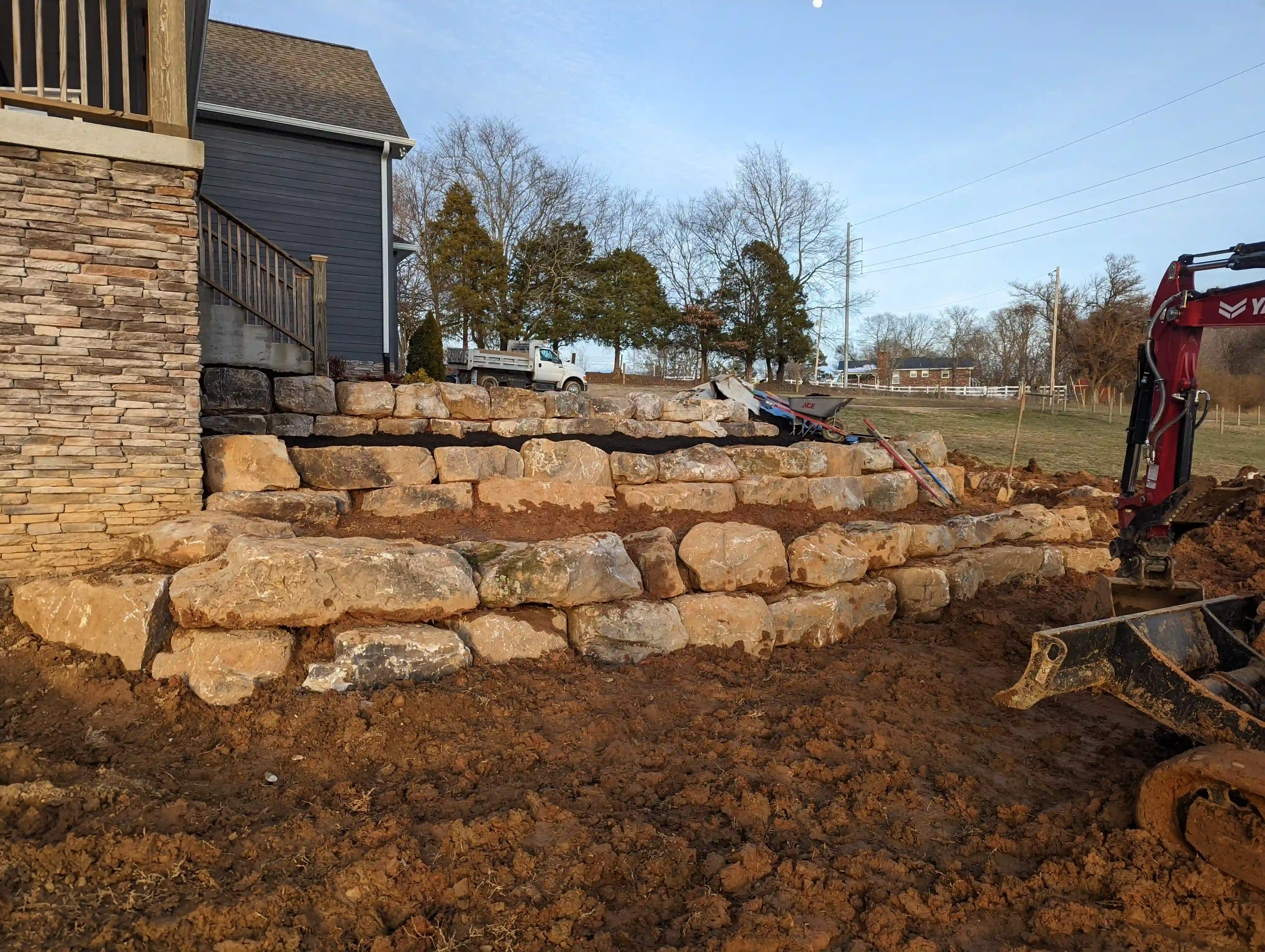 three-layered retaining wall