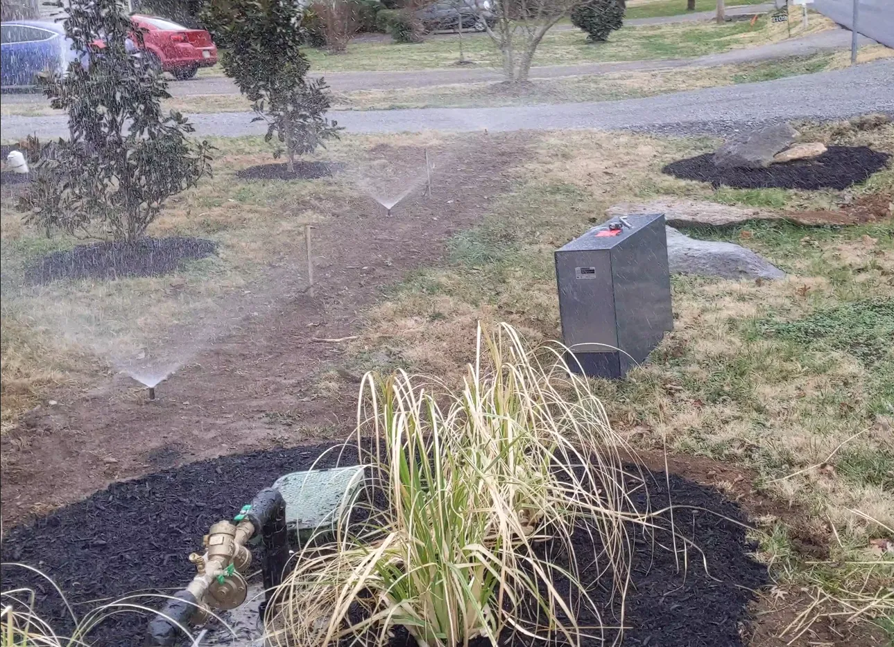 sprinklers turned on