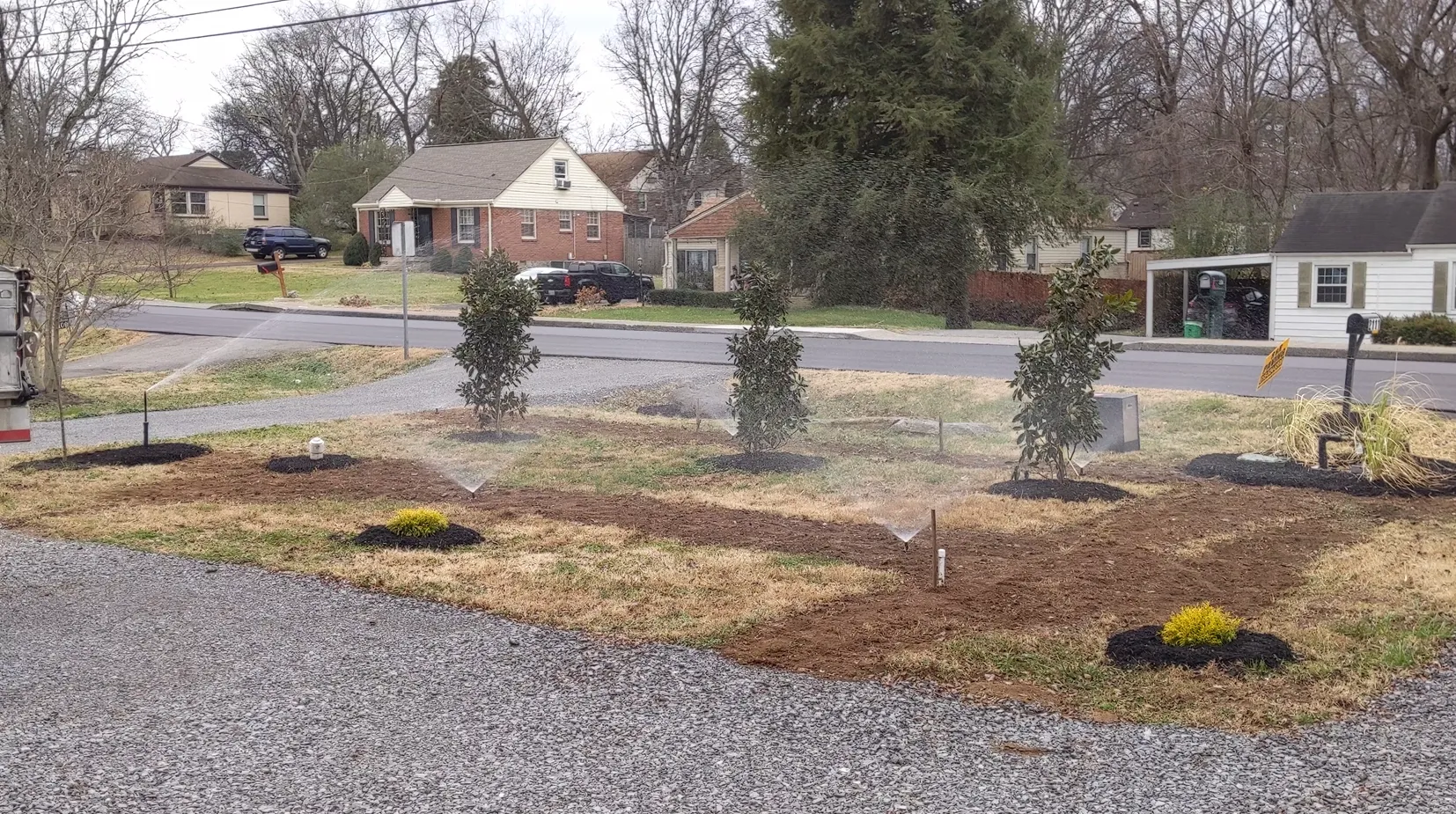 sprinklers turned on for the first time